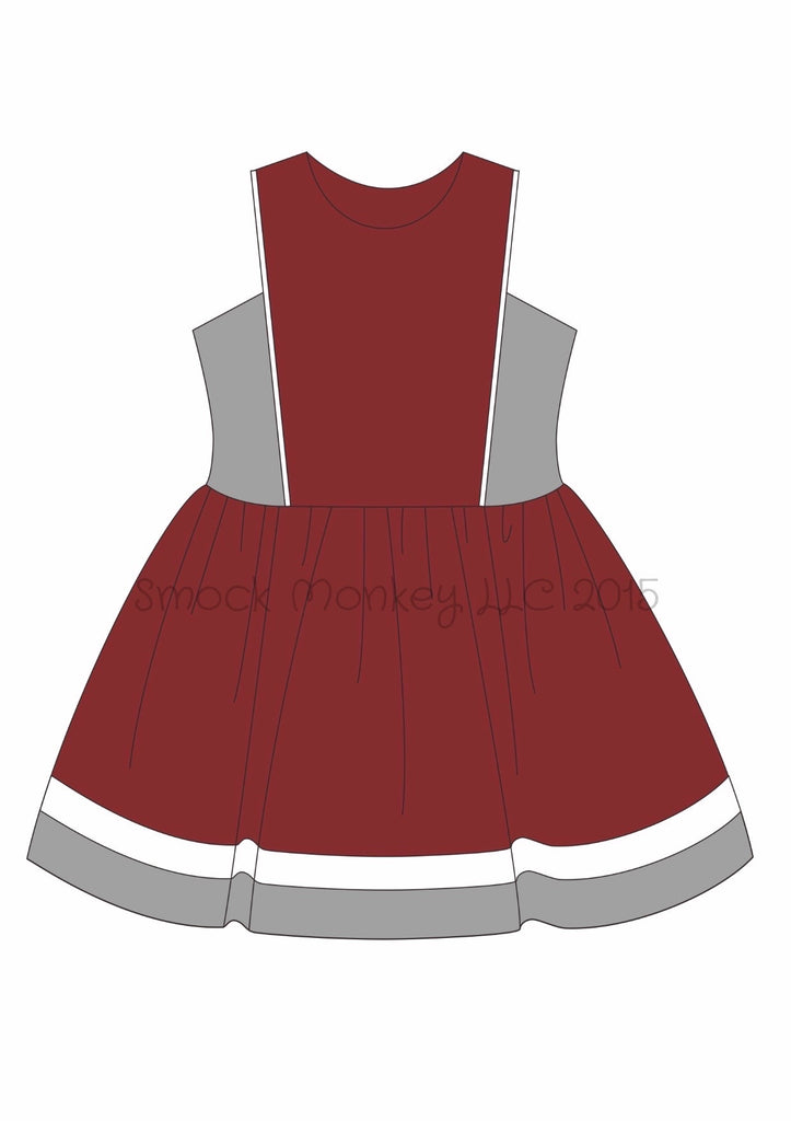 Girl's knit light garnet* with gray trim cheer dress (24m)
