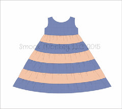 Girl’s “ORANGE and NAVY” gingham cotton sleeveless stacked twirl dress (18m,2t,3t,4t,5t,6t,7t,8t,10t)