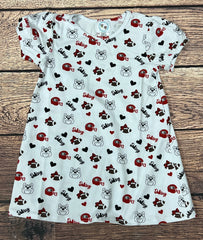 Girl's Red and Black print "BULLDOG" t-shirt dress (3m,12m,2t,3t,4t,5t,6t,7t,8t,10t)