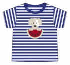 Boy's applique "WATERMELON DOG" royal blue striped knit short sleeve shirt (9m,12m,18m,2t,3t,4t,5t,6t,7t,8t,10t)