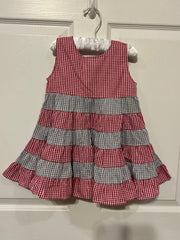 Girl’s ”GARNET and GRAY” gingham cotton sleeveless stacked twirl dress (18m,2t,3t,4t,5t,6t,7t,8t,12t)