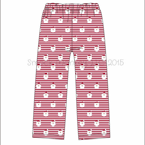 Unisex embroidered "SANTA" red striped knit pajama pants (2024) (2t,3t,4t,6t,12t,2XL,3XL)