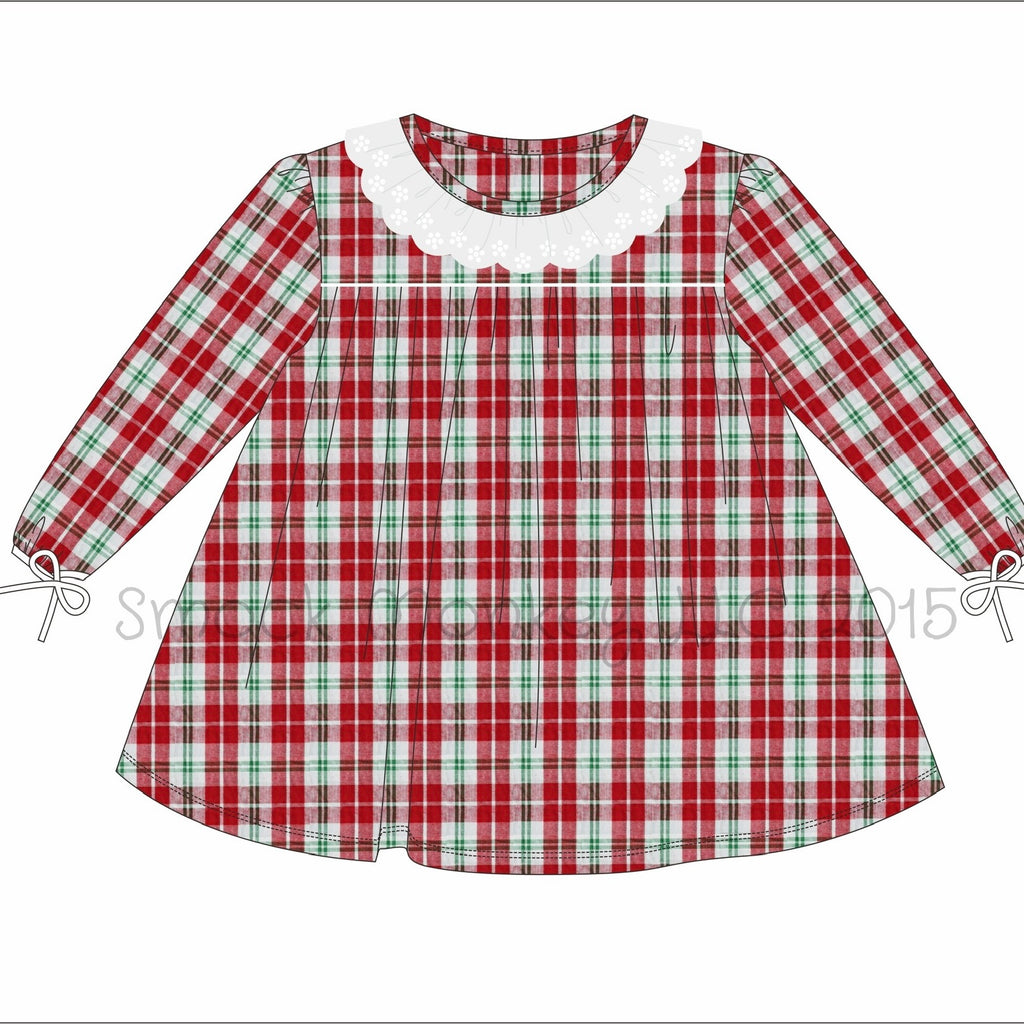 Girl's long sleeve CHRISTMAS PLAID dress (9m,12m,18m,2t,3t,4t,5t,6t) SMOCK MONKEY Girl's long sleeve CHRISTMAS PLAID dress (9m,12m,18m,2t,3t,4t,5t,6t) SMOCK MONKEY