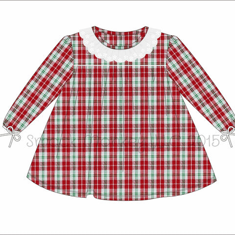 Girl's long sleeve CHRISTMAS PLAID dress (9m,12m,18m,2t,3t,4t,5t,6t)