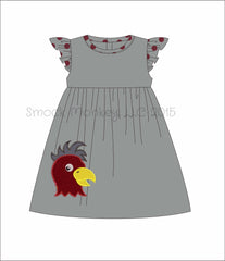 Girl's applique "CHICKEN" gray with polka dot angel wing knit swing dress (SEE COMMENTS FOR DESIGN ON DRESS) (18m,3t,4t,5t)