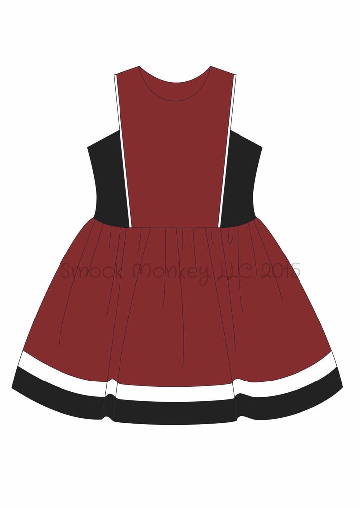 Girl's knit light garnet* with black trim cheer dress (24m,5t,6t)