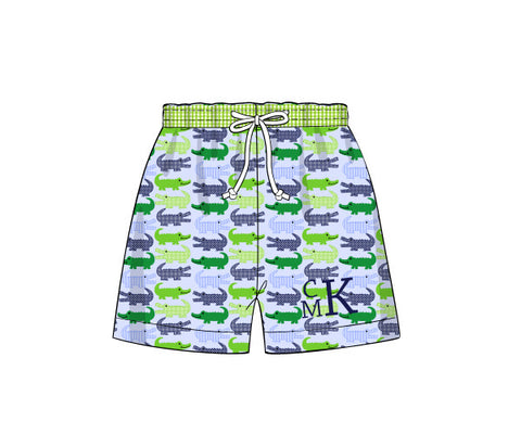 Boy's alligator print swim trunks (NO MONOGRAM) (NB)