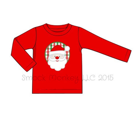 Boy's applique "SANTA" red knit long sleeve shirt (NB)