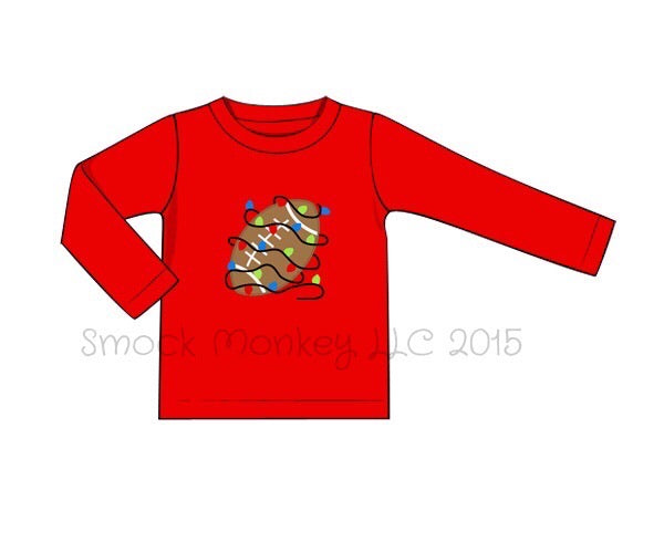 Boy's applique "FOOTBALL LIGHTS" red knit long sleeve shirt (6m)