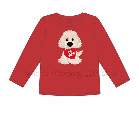Boy's applique "PUPPY LOVE" red long sleeve knit shirt (12m)