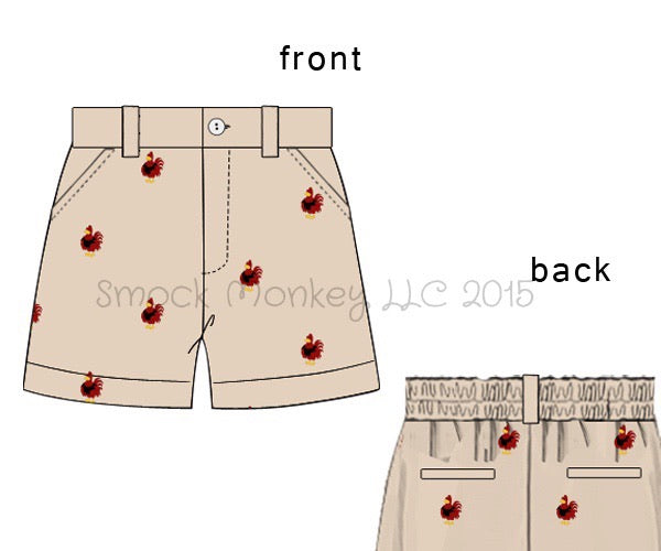 Boy's embroidered "CHICKENS" khaki shorts (4t)