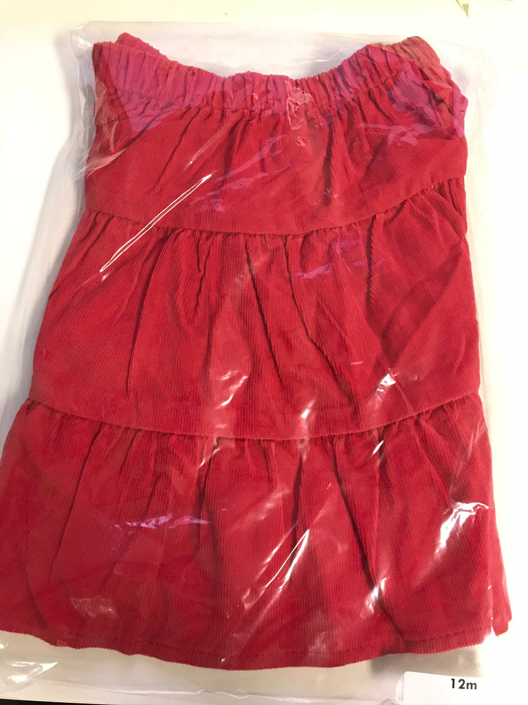 Girl's tiered red corduroy skirt (SMOCKADOT BRAND) (12m)