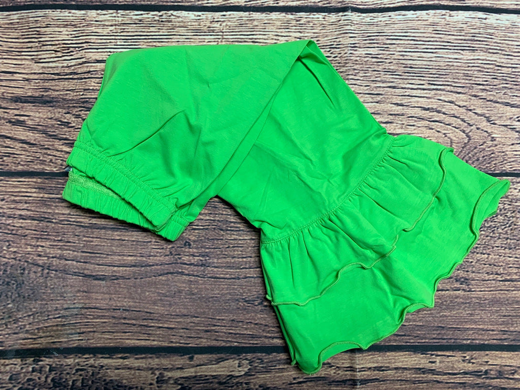 Girl's lime knit double ruffle pants (8t)