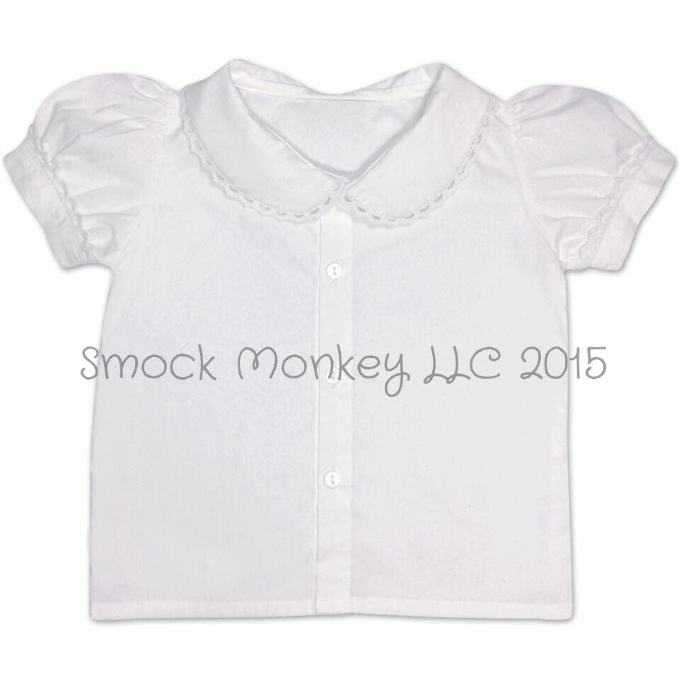 Girl's ruffle peter pan collar short sleeve shirt (9m,10t)