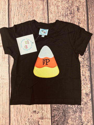 Boy's "CANDY CORN" black short sleeve shirt "NPP" (9m)