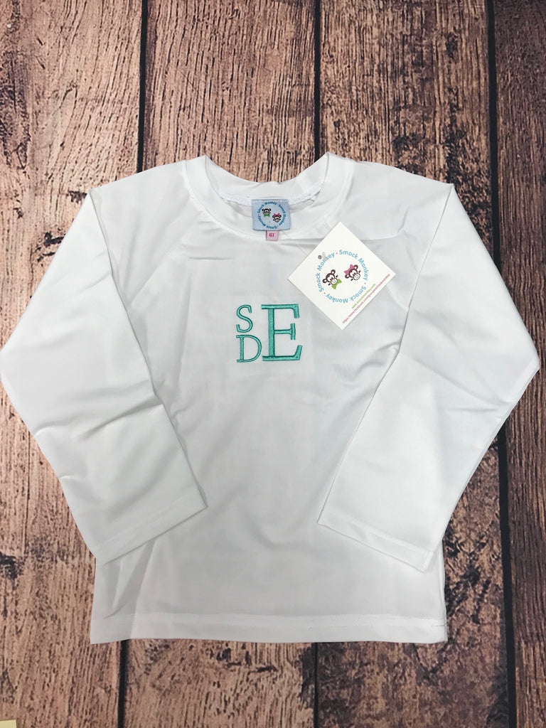 Boy's white long sleeve rashguard "SDE" (6t)
