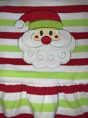Girl's ST Christmas stripe applique SANTA Charlotte dress (5t,6t,8t,10t)