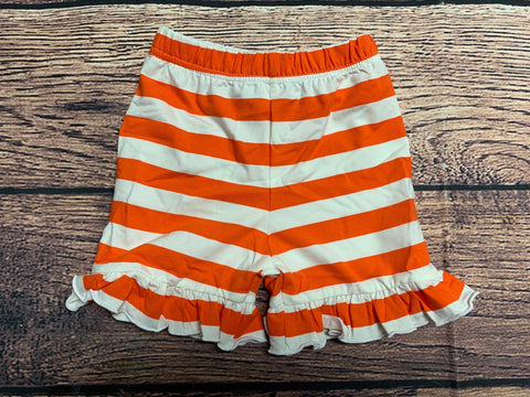 Girl's orange striped knit ruffle shorts (3m)