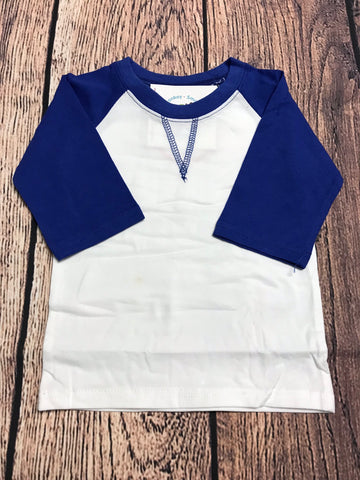 Girl's ST Baseball Tee with Royal Blue Sleeves (12m,18m,2t)