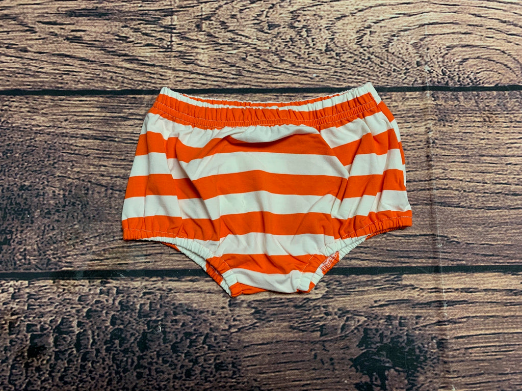 Boy's orange striped knit diaper cover (7t)