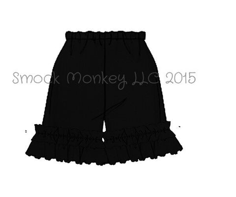 Girl's BLACK knit ruffle shorts (3m)