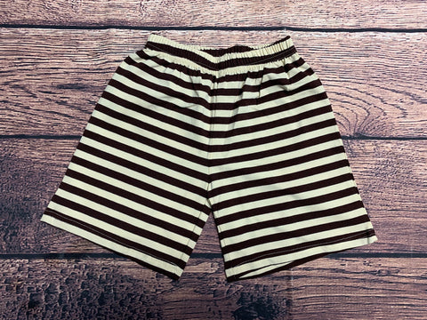 Boy's brown and cream striped knit board shorts (longer length) (18m,24m,2t,3t,4t,6t)