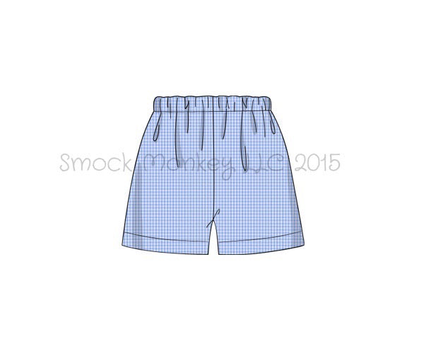 Boy's blue microgingham shorts (3m,9m,7t)