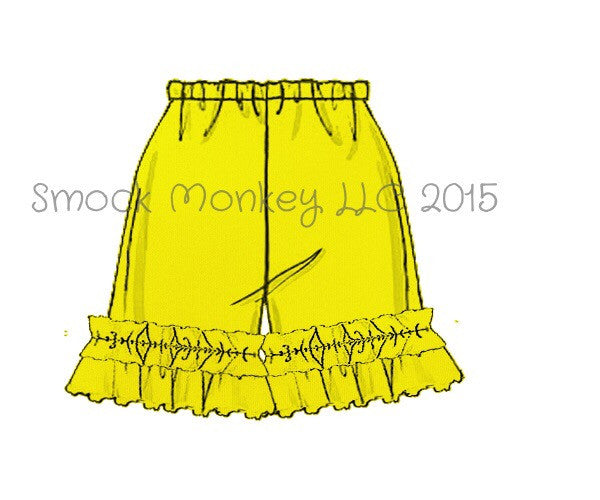 Girl's YELLOW knit ruffle shorts (3m,6m)