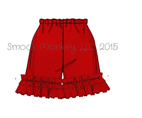 Girl's RED knit ruffle shorts (3m,9m,12m)