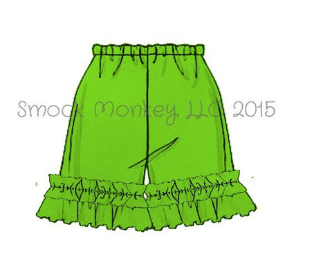 Girl's LIME GREEN knit ruffle shorts (3m,6m)