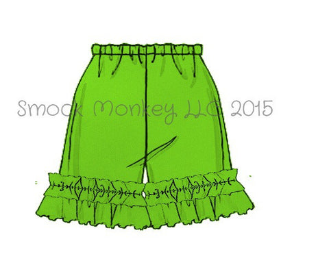 Girl's LIME GREEN knit ruffle shorts (3m,6m)