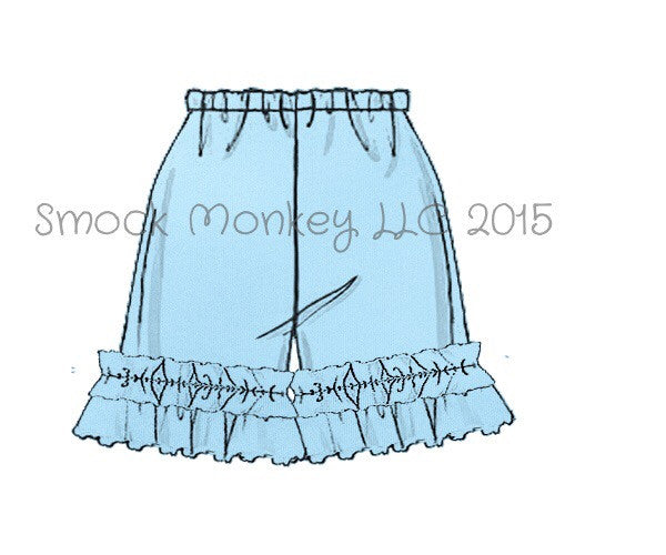 Girl's LIGHT BLUE knit ruffle shorts (3m,9m)