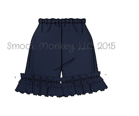 Girl's NAVY knit double ruffle shorts (3m)