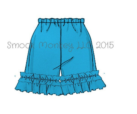 Girl's AQUA BLUE knit ruffle shorts (3m,6m)