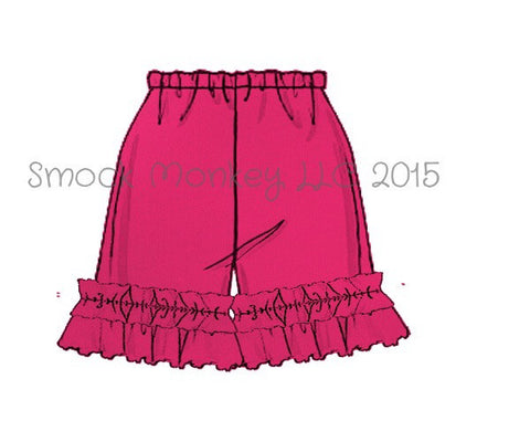 Girl's HOT PINK knit double ruffle shorts (3m)
