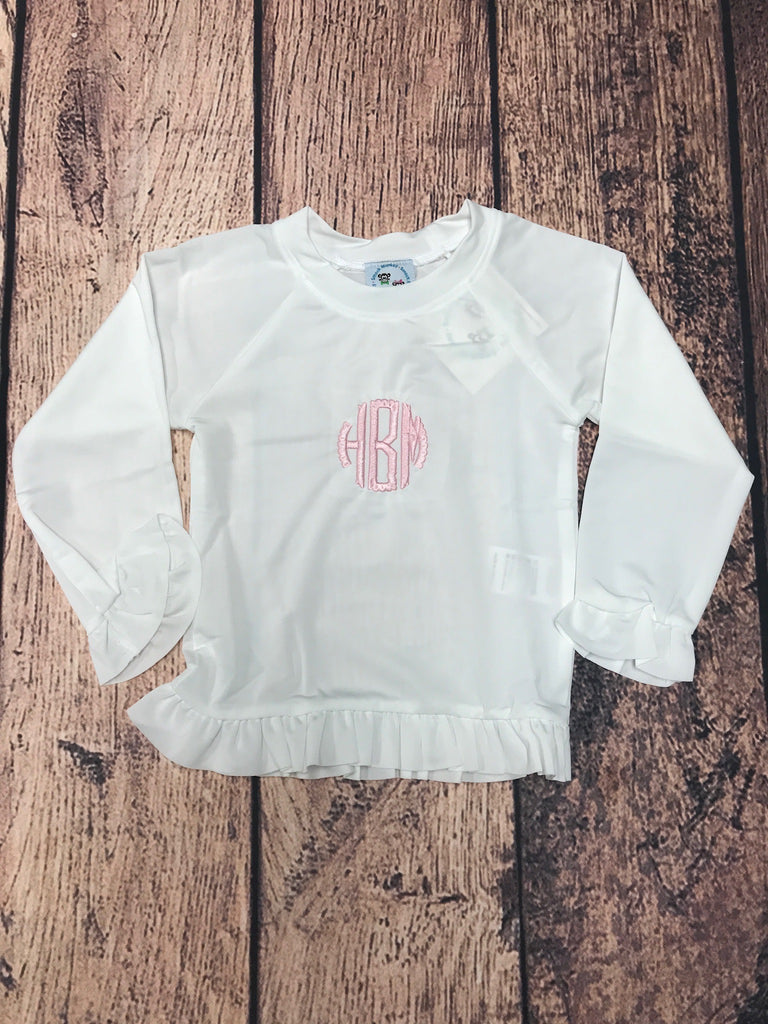 Girl's white rashguard "HBM" (3t)