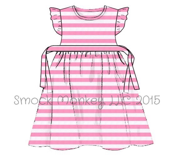 Girl's pink and white striped knit swing dress (12m)