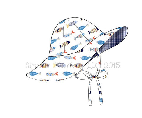 Girl's "FISH" print flappy hat with strap (L,XL)