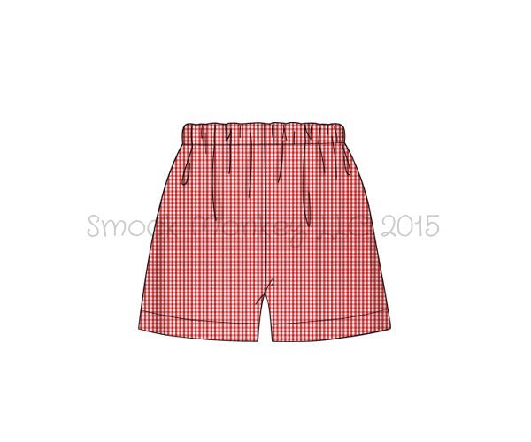 Boy's red microgingham shorts (SHORT LENGTH) (8t,10t)