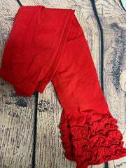 Girl's red knit ruffle leggings (6m)