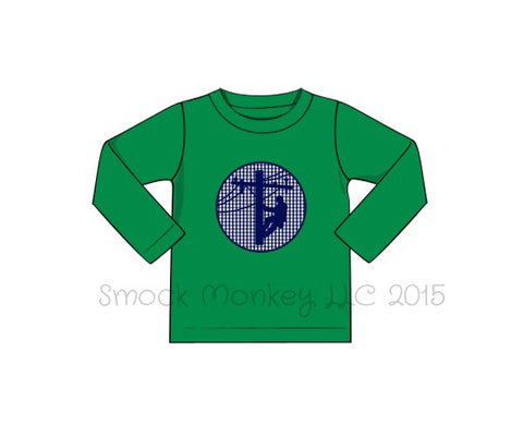 Boy's applique "LINEMAN" green knit long sleeve shirt (6t)