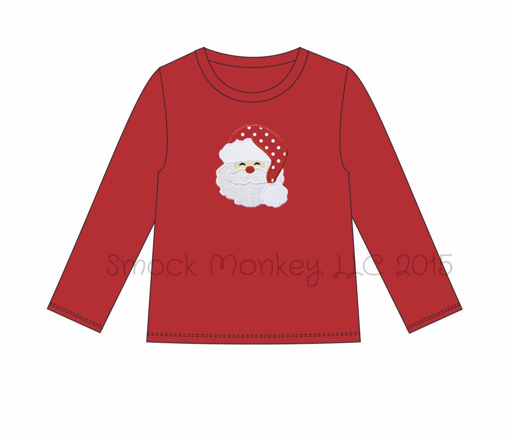 Boy’s applique “SANTA” red knit long sleeve shirt (24m,4t,6t,7t,8t)