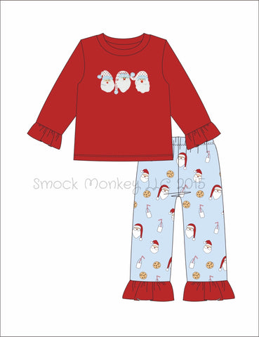 Girl's "SANTA's COOKIE" ruffle shirt and lounge pants set (6m,12t)