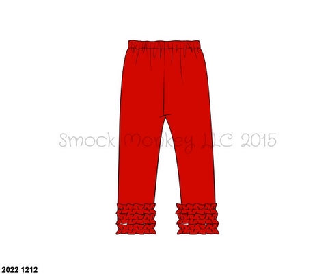 Girl's red knit ruffle leggings (6m)