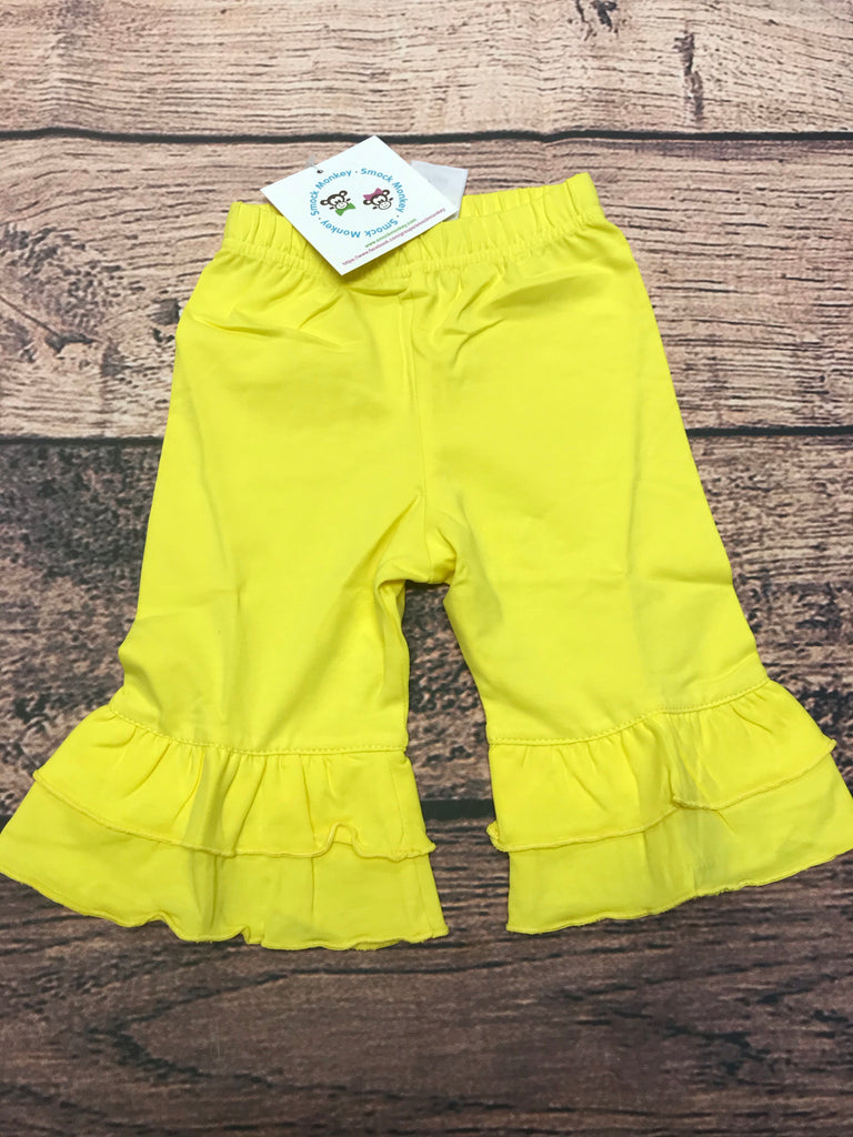 Girls yellow knit double ruffle pants (8t)