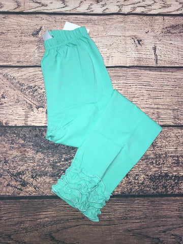 Girl's mint knit legging with ruffle trim (3m,6m,8t,10t)