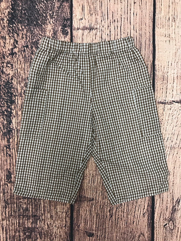 Boy's brown microgingham cargo pants (SMOCKADOT BRAND) (6m)