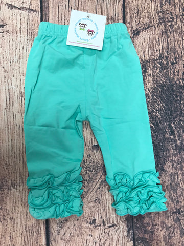 Girls “MINT” icing ruffle capri pants (8t,10t)