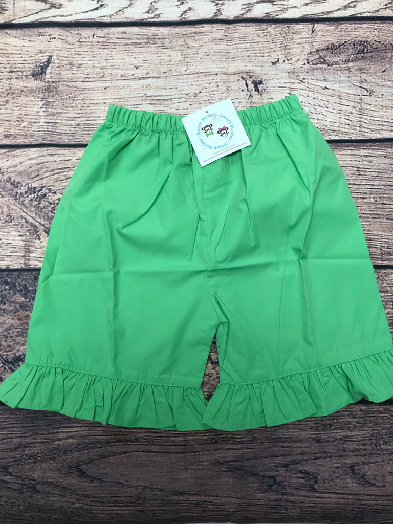 Girl's LIME silky cotton single ruffle shorts (7t,8t)