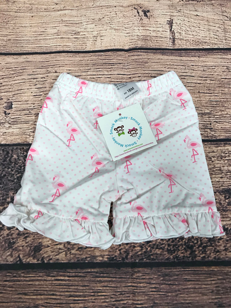 Girls "FLAMINGO" knit ruffle shorts (3m)